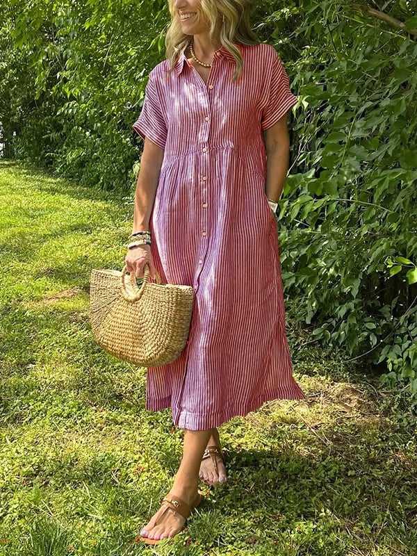 Theresa – Striped Button-Up Summer Dress - Image 4
