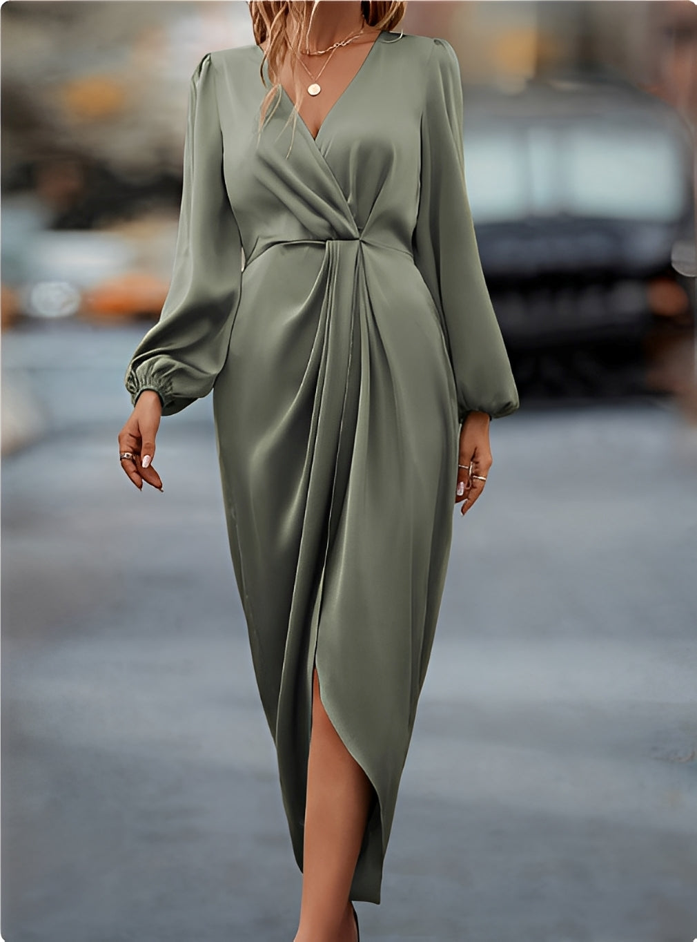 Maxi Dress Women's Wrap Design with Elegant Draping | M&B - 1 - Modern britwear