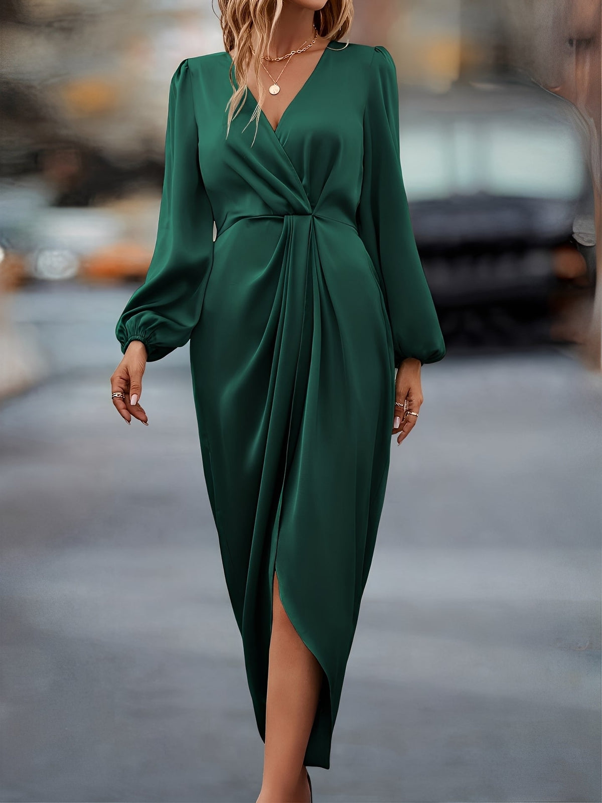 Maxi Dress Women's Wrap Design with Elegant Draping | M&B - 5 - Modern britwear