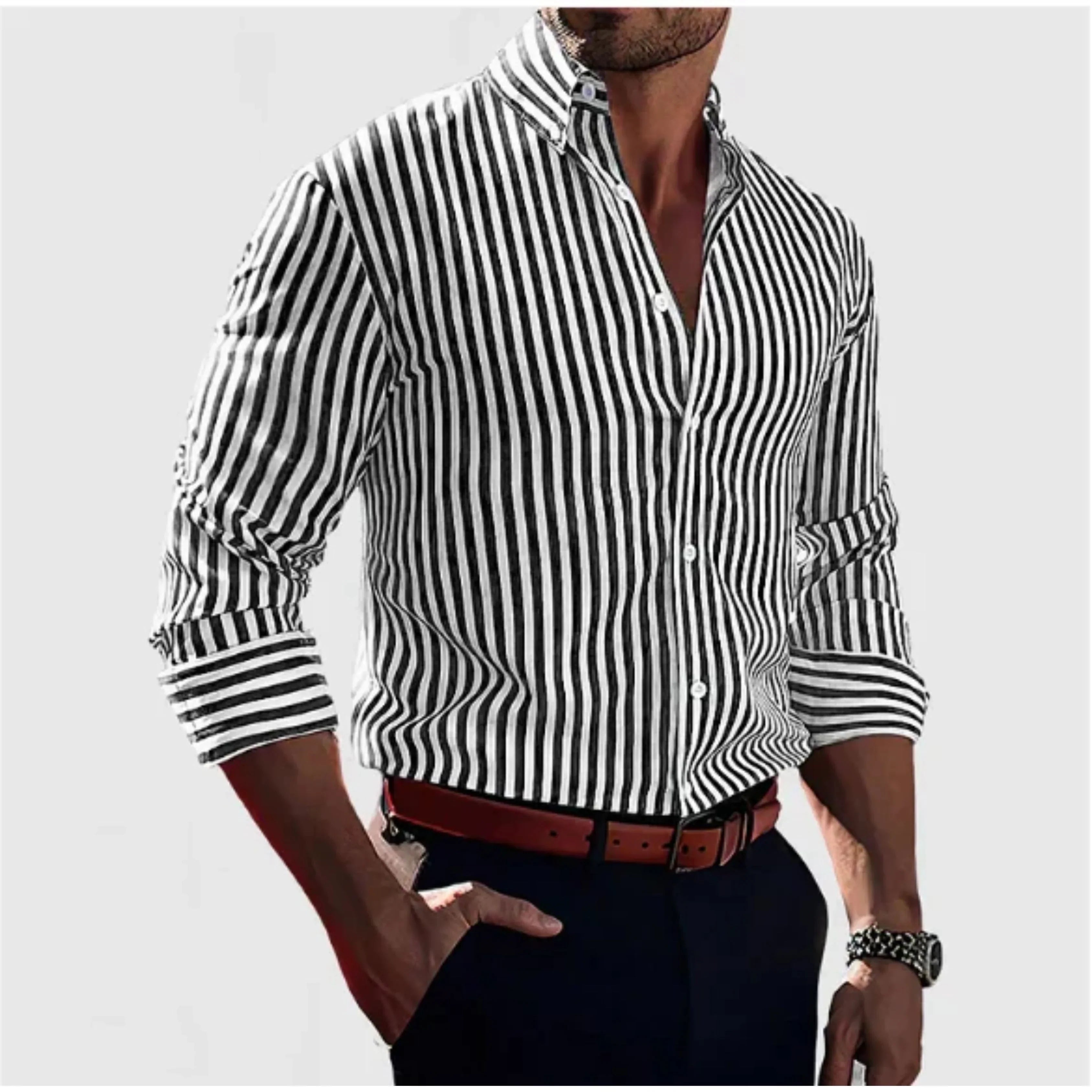 Stefan – Classic Striped Button-Up Shirt - Image 2