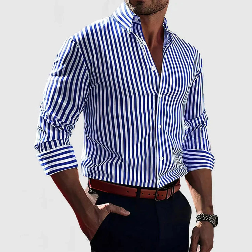 Stefan – Classic Striped Button-Up Shirt - Image 1