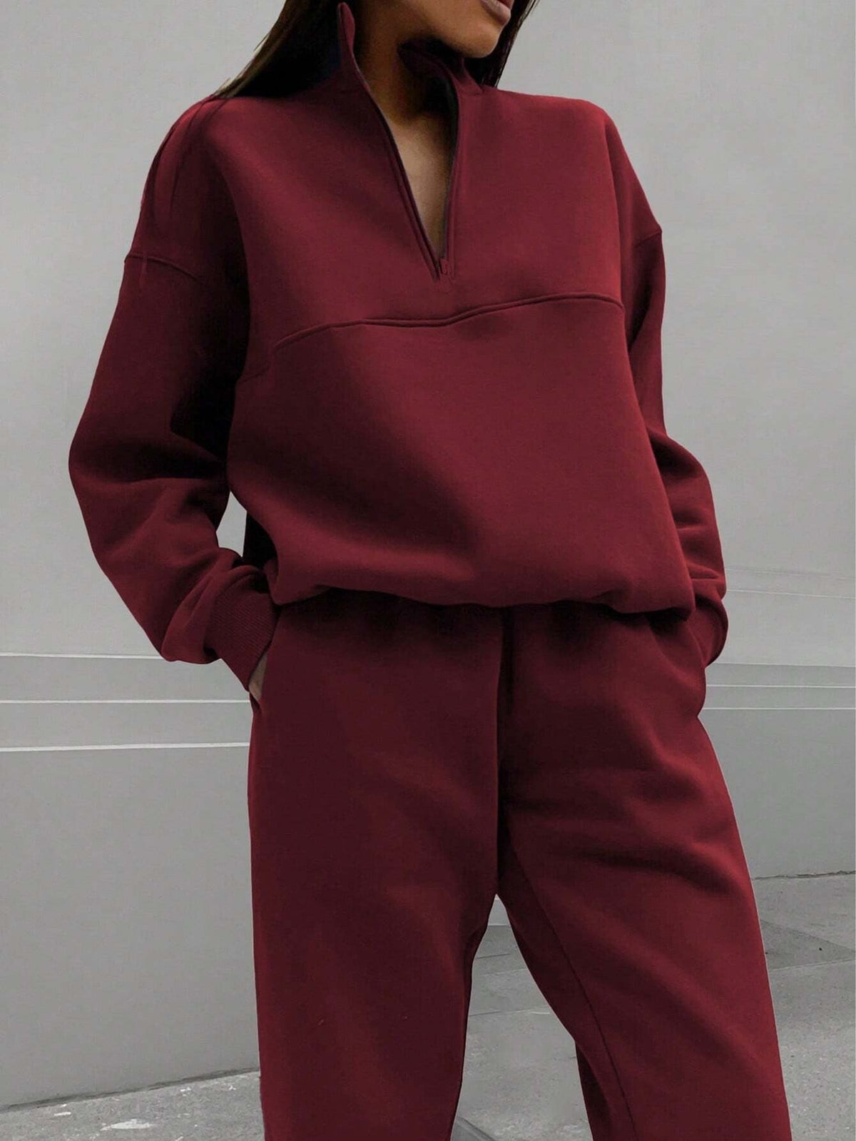 Two-Piece Set Women's Oversized Style with Zip Detail | M&B - 1 - Modern britwear