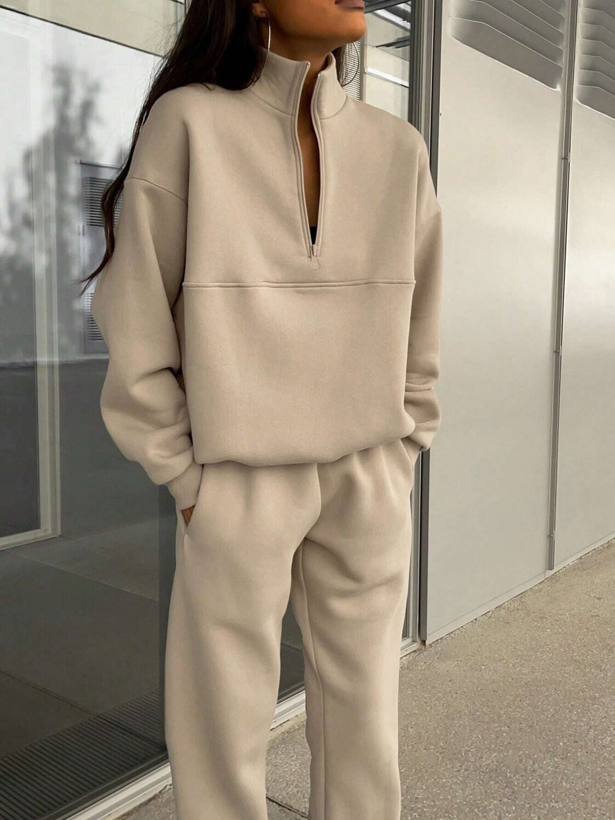 Two-Piece Set Women's Oversized Style with Zip Detail | M&B - 2 - Modern britwear