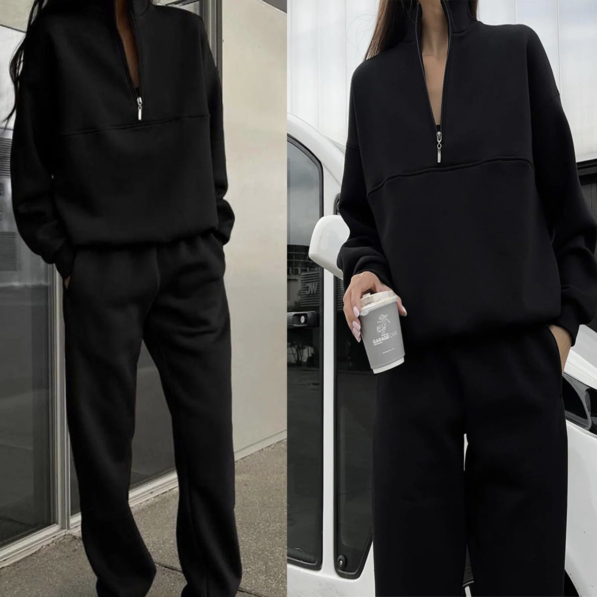 Two-Piece Set Women's Oversized Style with Zip Detail | M&B - 11 - Modern britwear