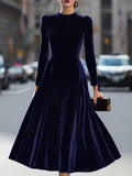 A-line Women's Velvet-Effect Maxi Dress with Long Sleeves | M&B - 2 - Modern britwear