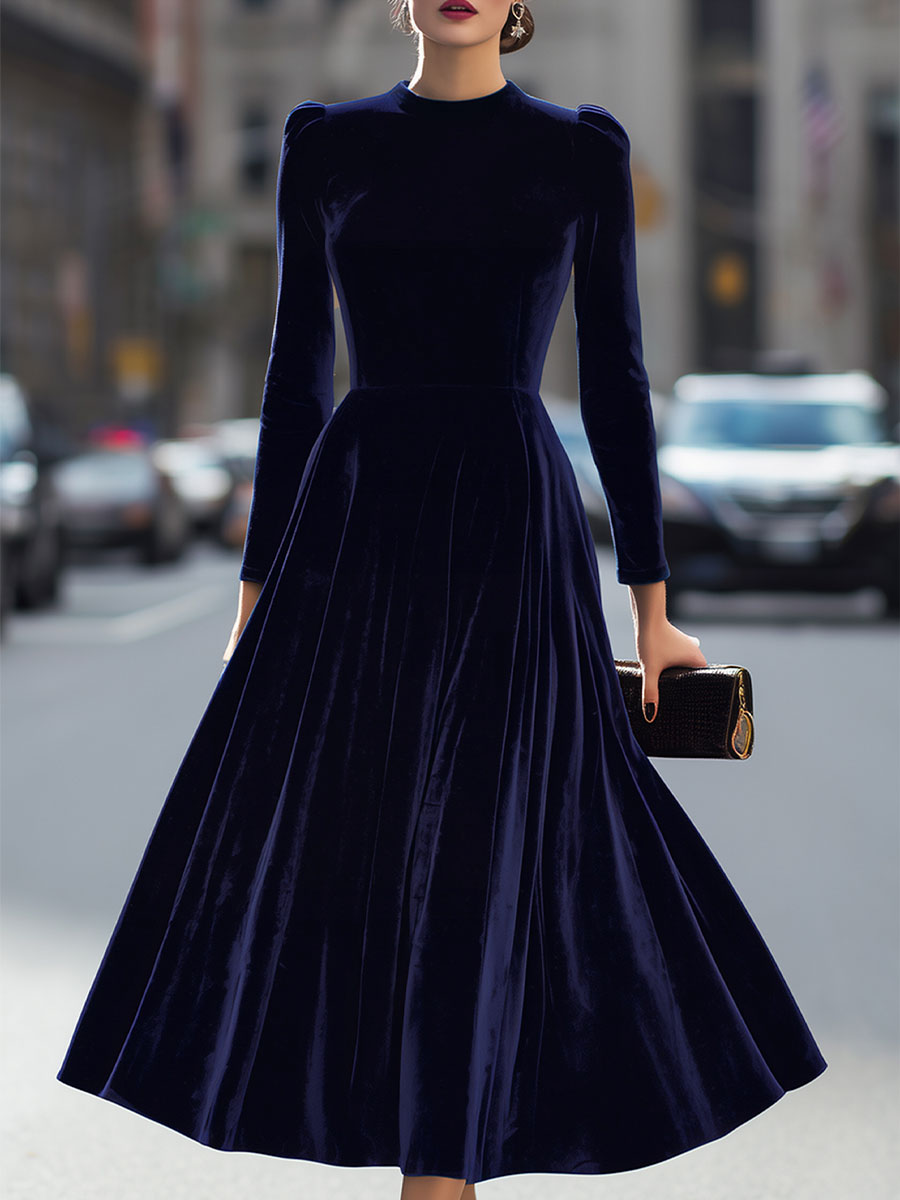 A-line Women's Velvet-Effect Maxi Dress with Long Sleeves | M&B - 2 - Modern britwear