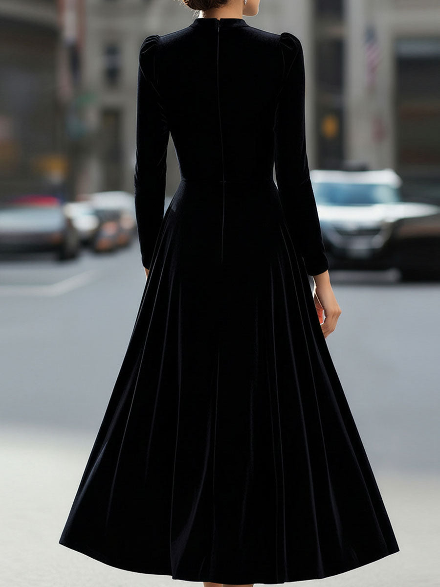 A-line Women's Velvet-Effect Maxi Dress with Long Sleeves | M&B - 9 - Modern britwear
