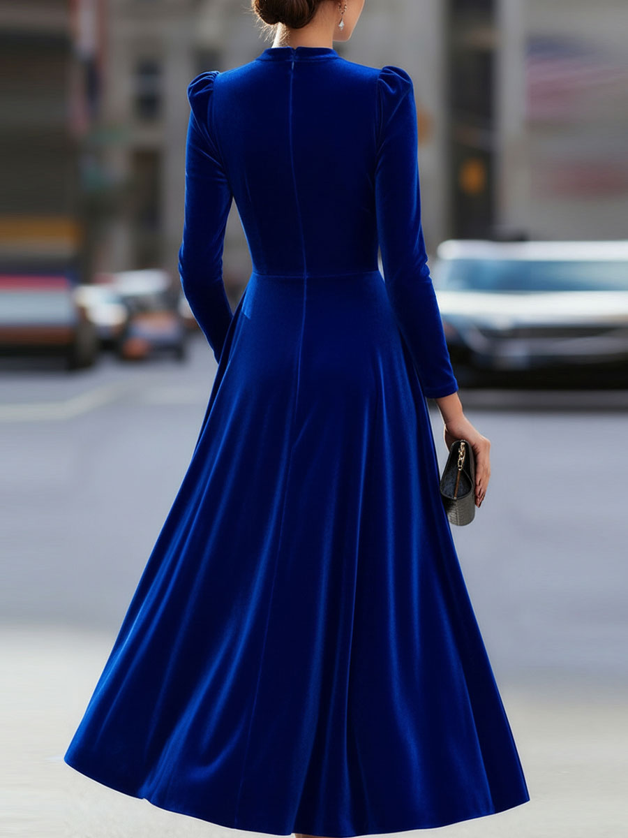 A-line Women's Velvet-Effect Maxi Dress with Long Sleeves | M&B - 11 - Modern britwear