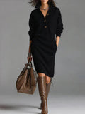 Knit Dress Women's Relaxed Fit with Button Detail | M&B - 3 - Modern britwear