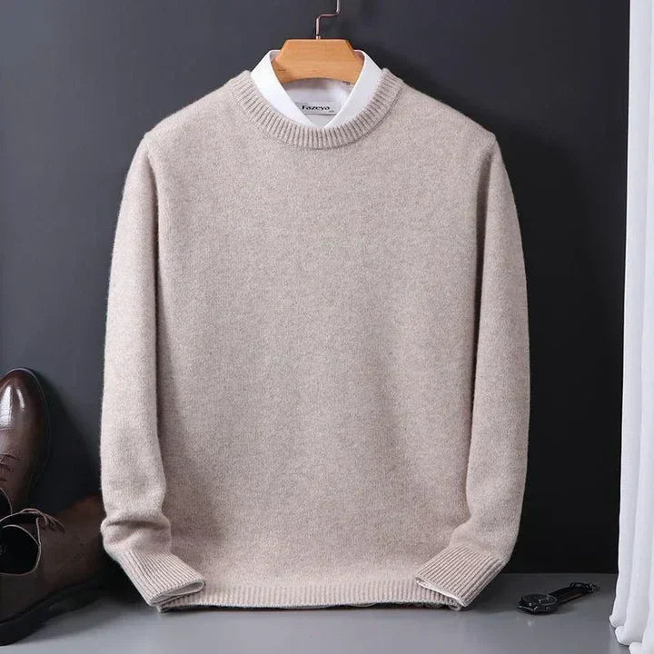 Men's Regular Fit Round-Neck Sweater with Ribbed Cuffs | M&B - 1 - Modern britwear