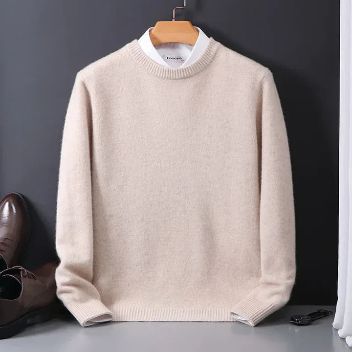 Men's Regular Fit Round-Neck Sweater with Ribbed Cuffs | M&B - 2 - Modern britwear
