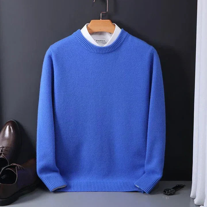 Men's Regular Fit Round-Neck Sweater with Ribbed Cuffs | M&B - 4 - Modern britwear