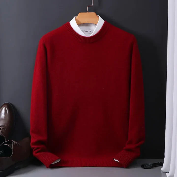 Men's Regular Fit Round-Neck Sweater with Ribbed Cuffs | M&B - 5 - Modern britwear