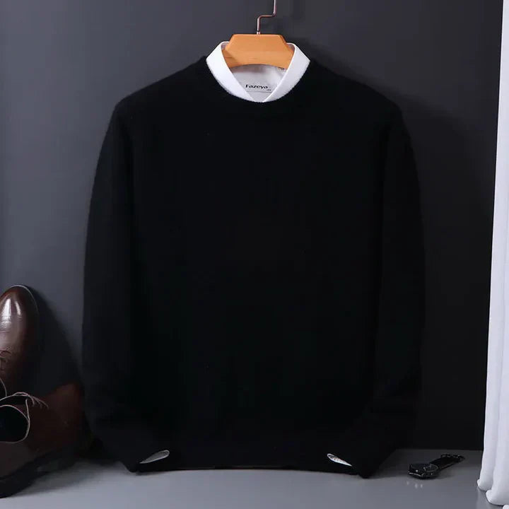 Men's Regular Fit Round-Neck Sweater with Ribbed Cuffs | M&B - 6 - Modern britwear