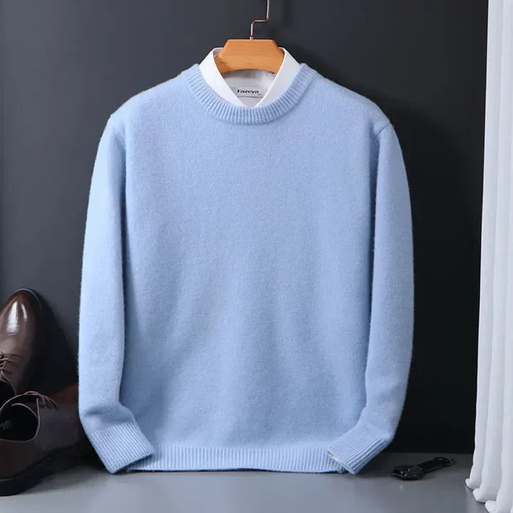 Men's Regular Fit Round-Neck Sweater with Ribbed Cuffs | M&B - 7 - Modern britwear