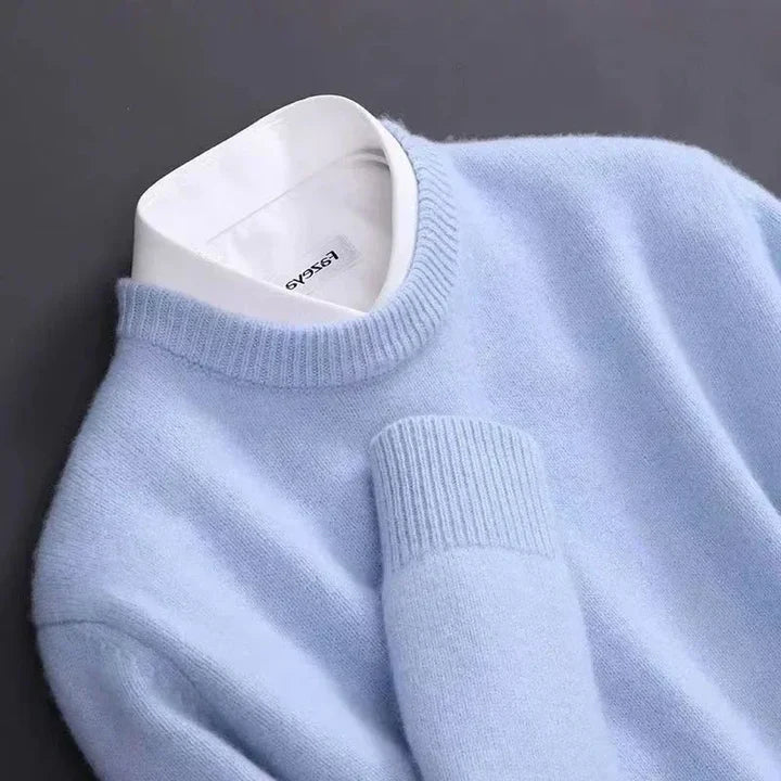 Men's Regular Fit Round-Neck Sweater with Ribbed Cuffs | M&B - 8 - Modern britwear