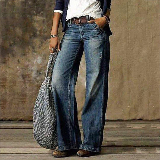 Flared Wide-Leg Jeans Women's High-Rise Relaxed Fit | M&B - 2 - Modern britwear