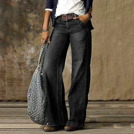 Flared Wide-Leg Jeans Women's High-Rise Relaxed Fit | M&B - 4 - Modern britwear