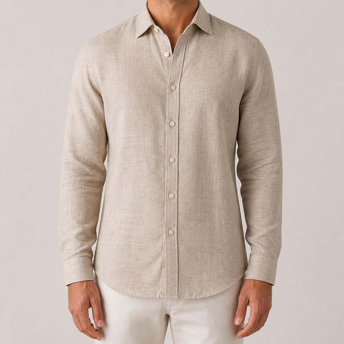 Men's Long-Sleeved Shirt with Textured Finish | M&B - 19 - Modern britwear