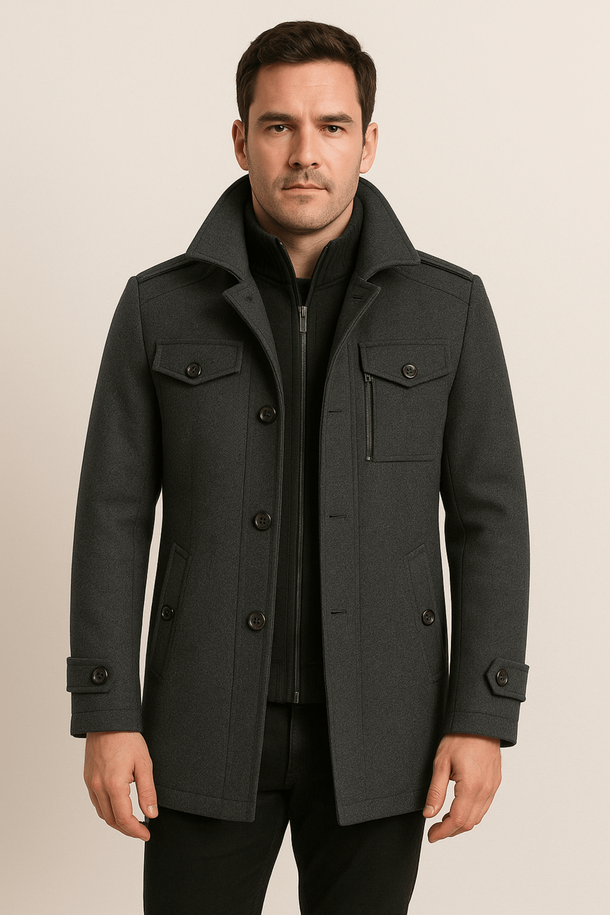 Men's Jacket with Structured Fit and Functional Pockets | M&B - 5 - Modern britwear