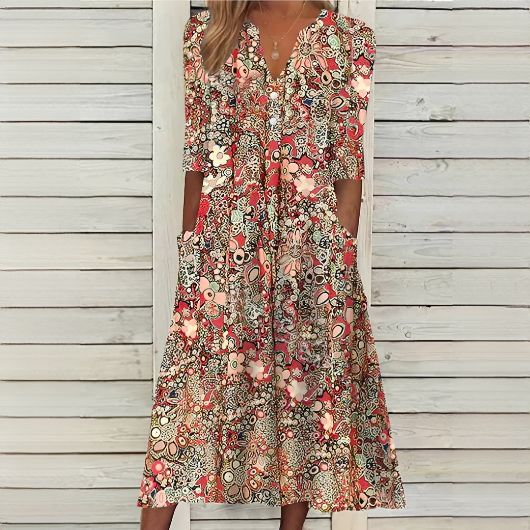 Marie – Damen-Midi-Kleid mit Blumenmuster - Image 1