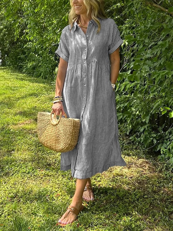 Theresa – Striped Button-Up Summer Dress - Image 10