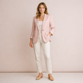 Blush Pink Linen Single-Button Blazer