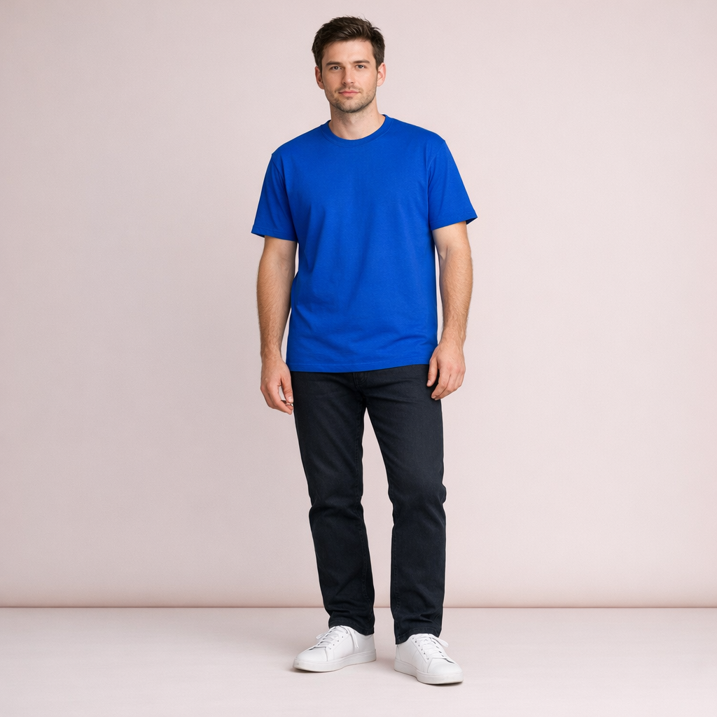 Royal Blue Crew Neck Cotton T-Shirt