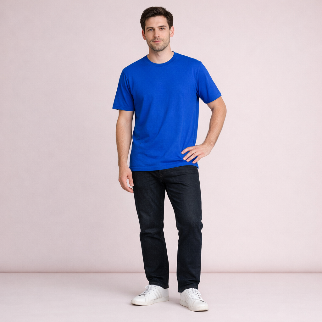 Royal Blue Crew Neck Cotton T-Shirt