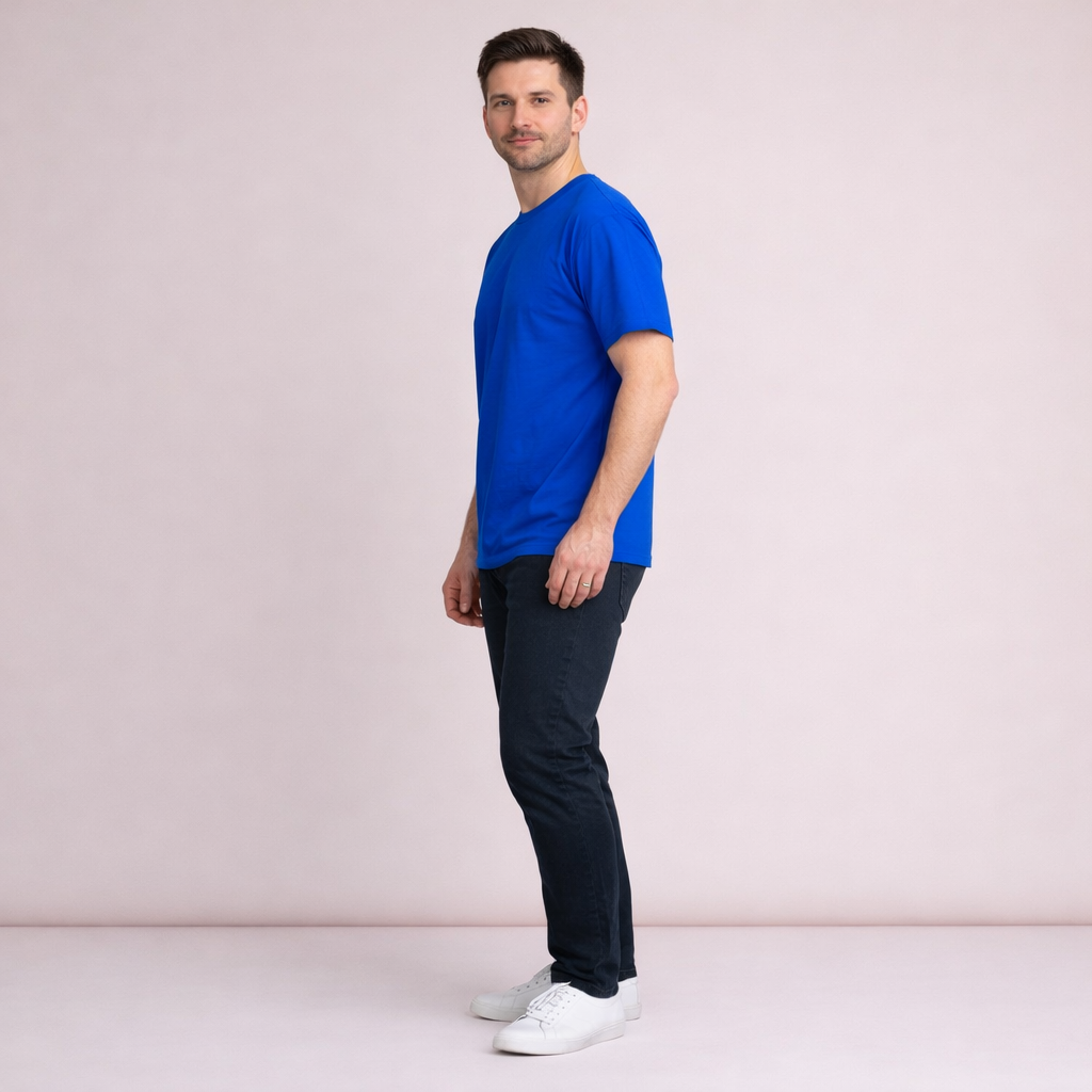 Royal Blue Crew Neck Cotton T-Shirt