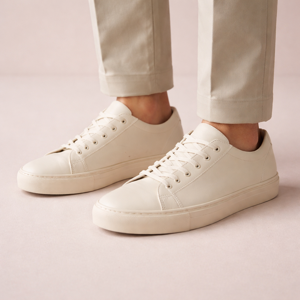 Off-White Minimalist Leather Lace-Up Sneakers