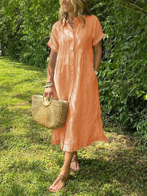 Theresa – Striped Button-Up Summer Dress - Image 9