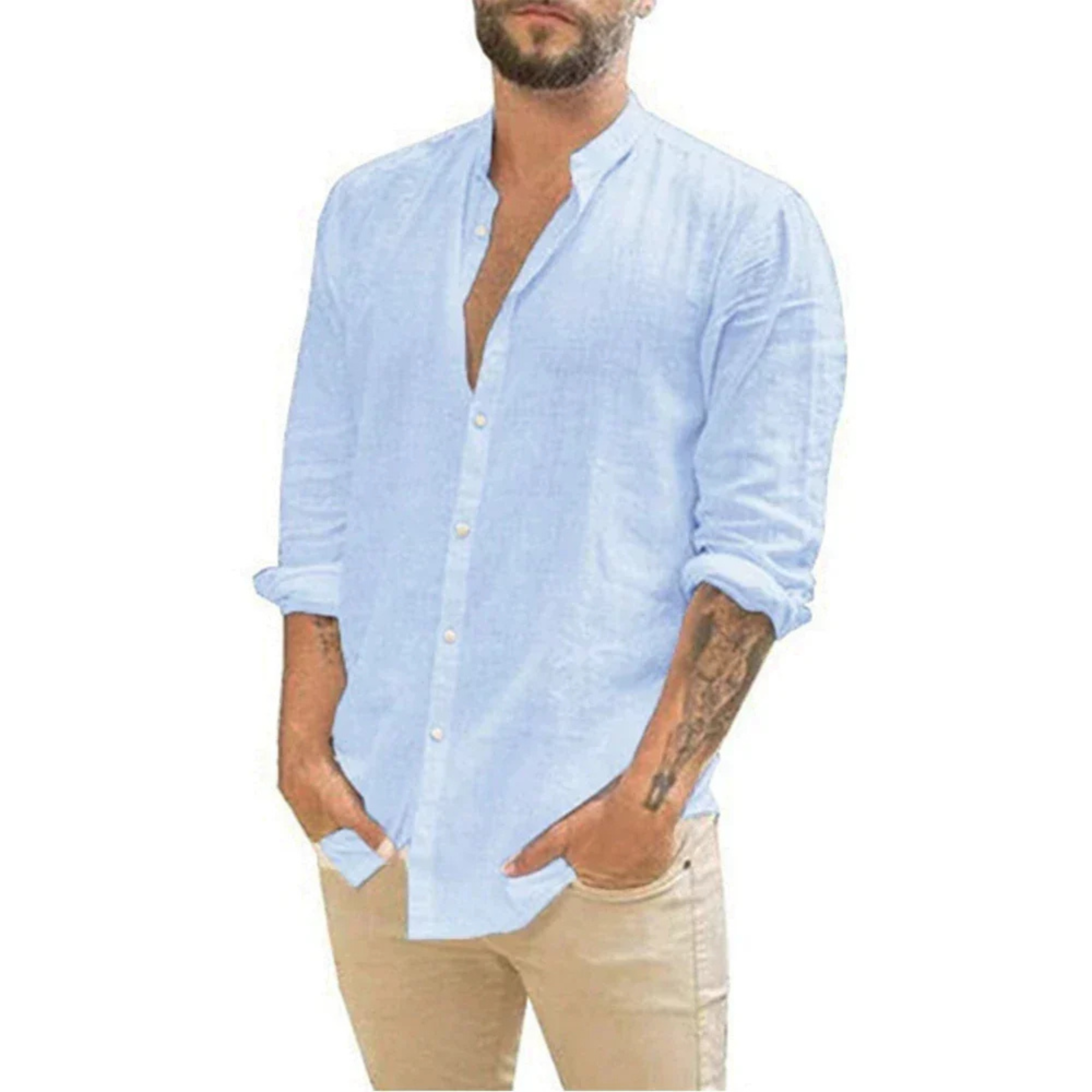 Niklas – Stand Collar Long-sleeved Shirt - Image 4