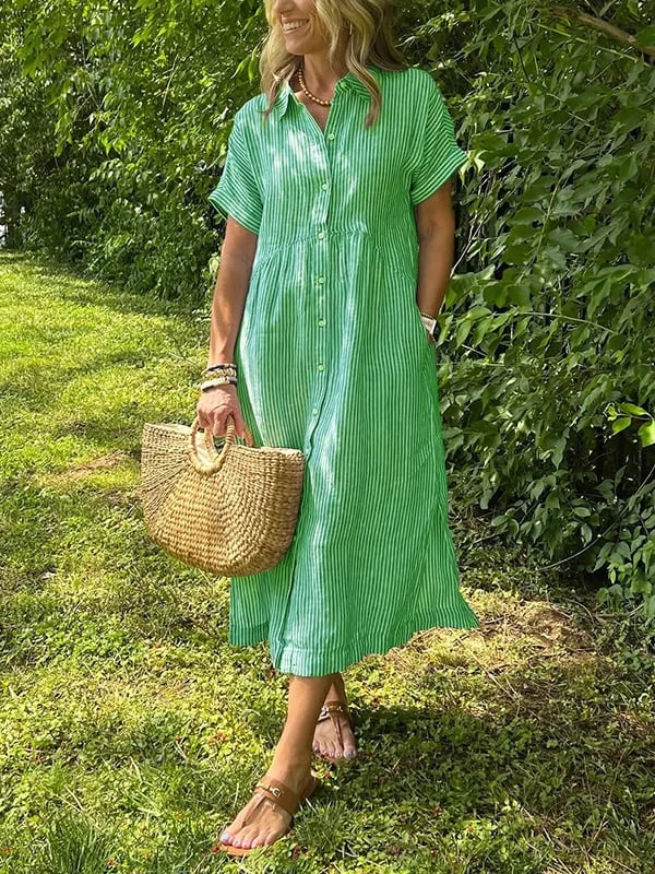 Theresa – Striped Button-Up Summer Dress - Image 5